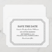 Ebony Omcirkelde Ticket Save the Date Uitnodiging (Voorkant / Achterkant)