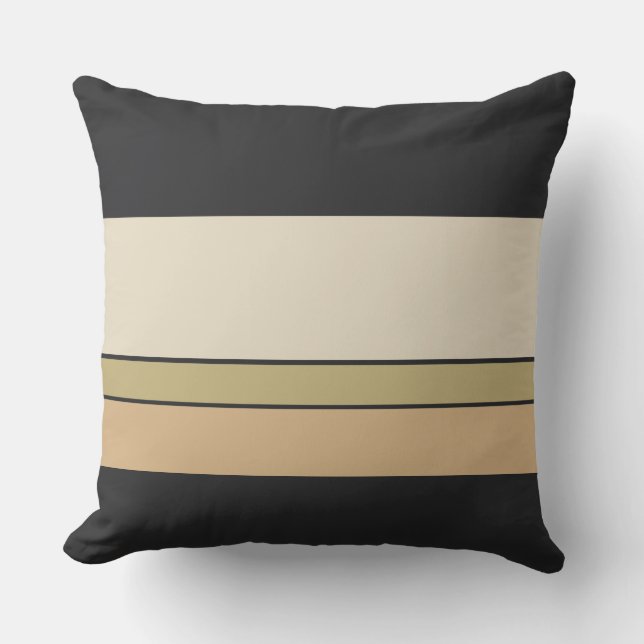Ebony Pearl en Sand Stripes Kussen (Voorkant)