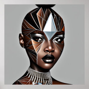 Ebony Queen Auburn Bruin Haar Zwart Melanine Afro Poster