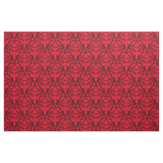 Ebony Red Parisian Damask Pattern Fabric Stof (Fat Quarter)