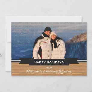 Ebony Rustic Banner Vakantie Foto Plat Kaart