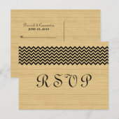 Ebony Rustic Chevron RSVP Briefkaart (Voorkant / Achterkant)