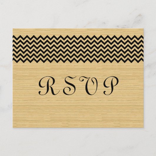 Ebony Rustic Chevron RSVP Briefkaart (Voorkant)