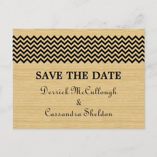 Ebony Rustic Chevron Save the Date Briefkaart (Voorkant)