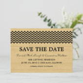 Ebony Rustic Chevron Save the Date Invite Kaart (Staand voorkant)