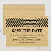 Ebony Rustic Chevron Save the Date Invite Kaart (Voorkant / Achterkant)