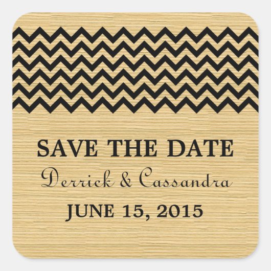 Ebony Rustic Chevron Save the Date Stickers (Voorkant)