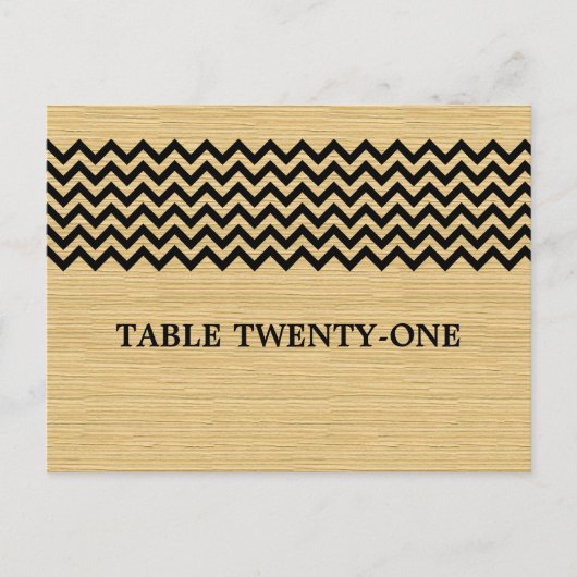 Ebony Rustic Chevron Table Number Briefkaart (Voorkant)