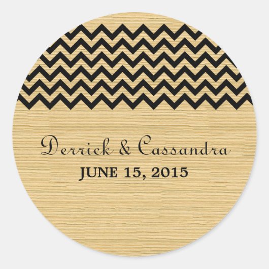 Ebony Rustic Chevron Wedding Stickers (Voorkant)