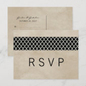 Ebony Rustic Quatrefoil RSVP Briefkaart (Voorkant / Achterkant)