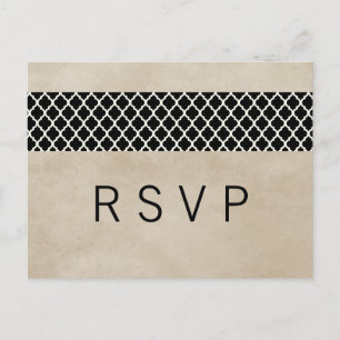Ebony Rustic Quatrefoil RSVP Briefkaart