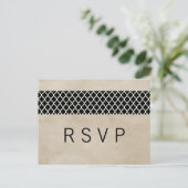 Ebony Rustic Quatrefoil RSVP Briefkaart (Staand voorkant)