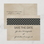 Ebony Rustic Quatrefoil Save the Date Briefkaart (Voorkant / Achterkant)