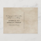 Ebony Rustic Quatrefoil Save the Date Briefkaart (Achterkant)