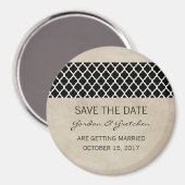 Ebony Rustic Quatrefoil Save the Date Magnet (Voorkant / Achterkant)