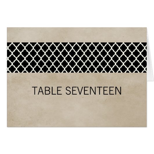 Ebony Rustic Quatrefoil Table Number Kaart (Voorkant Horizontaal)