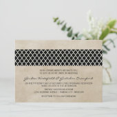 Ebony Rustic Quatrefoil Wedding Invite Kaart (Staand voorkant)