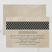 Ebony Rustic Quatrefoil Wedding Invite Kaart (Voorkant / Achterkant)