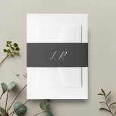 Ebony | Script kalligrafie monogram bruiloft Uitnodigingen Wikkel