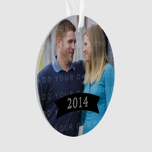 Ebony Simple Banner Holiday Photo Ornament (voorkant)