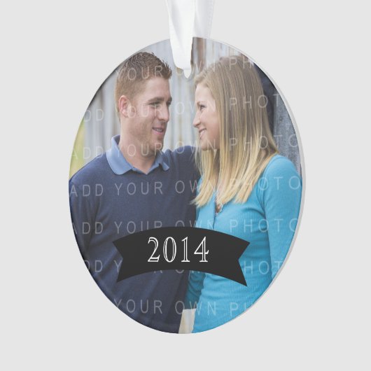 Ebony Simple Banner Holiday Photo Ornament (voorkant)