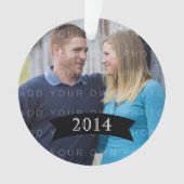 Ebony Simple Banner Holiday Photo Ornament (voorkant)