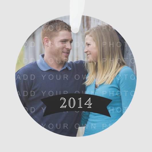 Ebony Simple Banner Holiday Photo Ornament (voorkant)