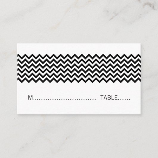 Ebony Simple Chevron Place Card Plaatskaartje (Voorkant)