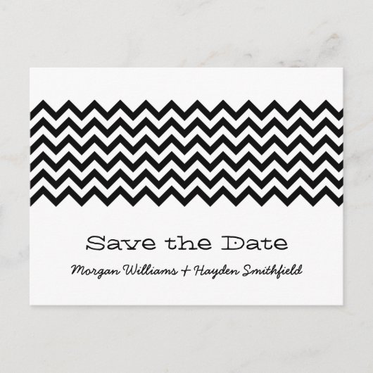 Ebony Simple Chevron Save the Date Briefkaart (Voorkant)