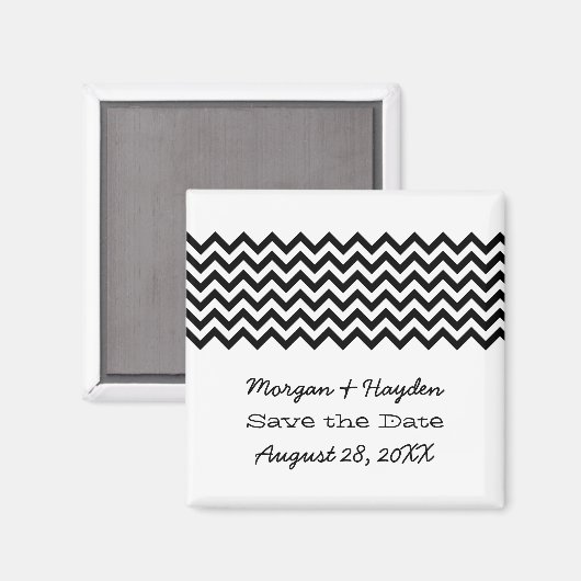 Ebony Simple Chevron Save the Date Magnet (Voorkant / Achterkant)