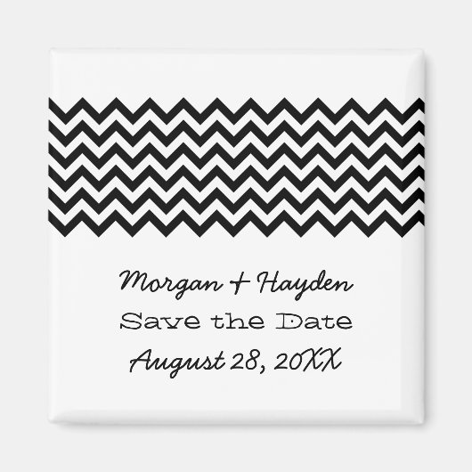 Ebony Simple Chevron Save the Date Magnet (Voorkant)
