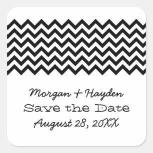 Ebony Simple Chevron Save the Date Stickers