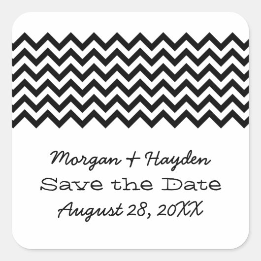 Ebony Simple Chevron Save the Date Stickers (Voorkant)