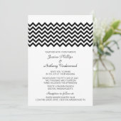 Ebony Simple Chevron Wedding Invite Kaart (Staand voorkant)