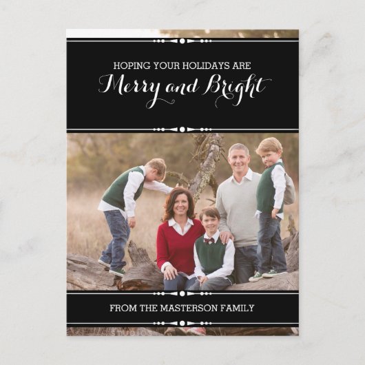 Ebony Simply Chic Holiday Photo Briefkaart (Voorkant)