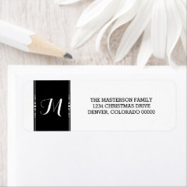 Ebony Simply Chic Monogram Vakantie Adresetiketten Etiket
