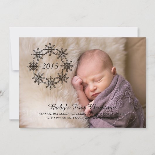 Ebony Snowflake Wreath Holiday Foto Flat Kaart (Voorkant)