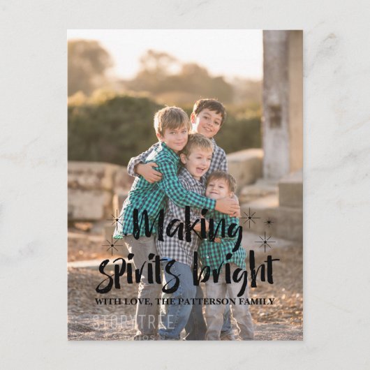 Ebony Starry Making Spirits Bright Holiday Foto Feestdagenkaart (Voorkant)