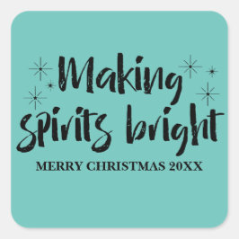 Ebony Starry Making Spirits Bright Holiday Vierkante Sticker