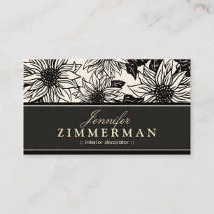 Ebony Sunflower Floral Visitekaartje