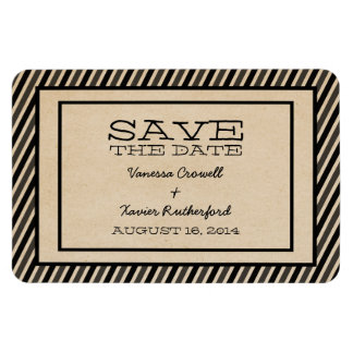 Ebony Trendy Stripes Save the Date Magnet Magneet
