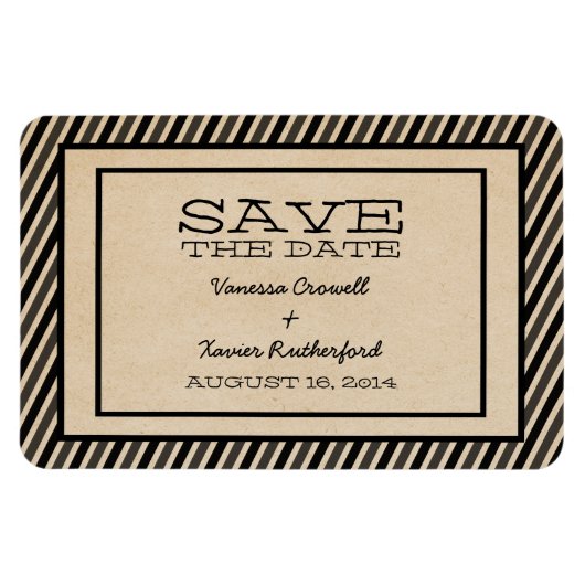 Ebony Trendy Stripes Save the Date Magnet Magneet (Horizontaal)