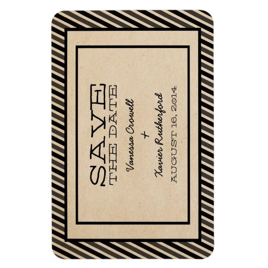 Ebony Trendy Stripes Save the Date Magnet Magneet (Verticaal)