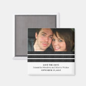 Ebony Triple Stripe Photo Save the Date Magnet (Voorkant / Achterkant)