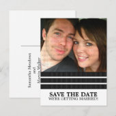 Ebony Triple Stripe Save the Date Briefkaart (Voorkant / Achterkant)