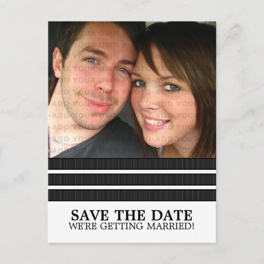 Ebony Triple Stripe Save the Date Briefkaart (Voorkant)