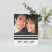 Ebony Triple Stripe Save the Date Briefkaart (Staand voorkant)
