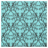 Ebony Turquoise Parisian Damask Pattern Fabric Stof (Swatch)