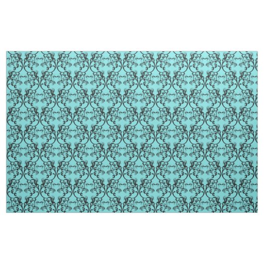 Ebony Turquoise Parisian Damask Pattern Fabric Stof (Fat Quarter)