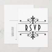 Ebony v2 Fancy ornamental RSVP Briefkaart (Voorkant / Achterkant)